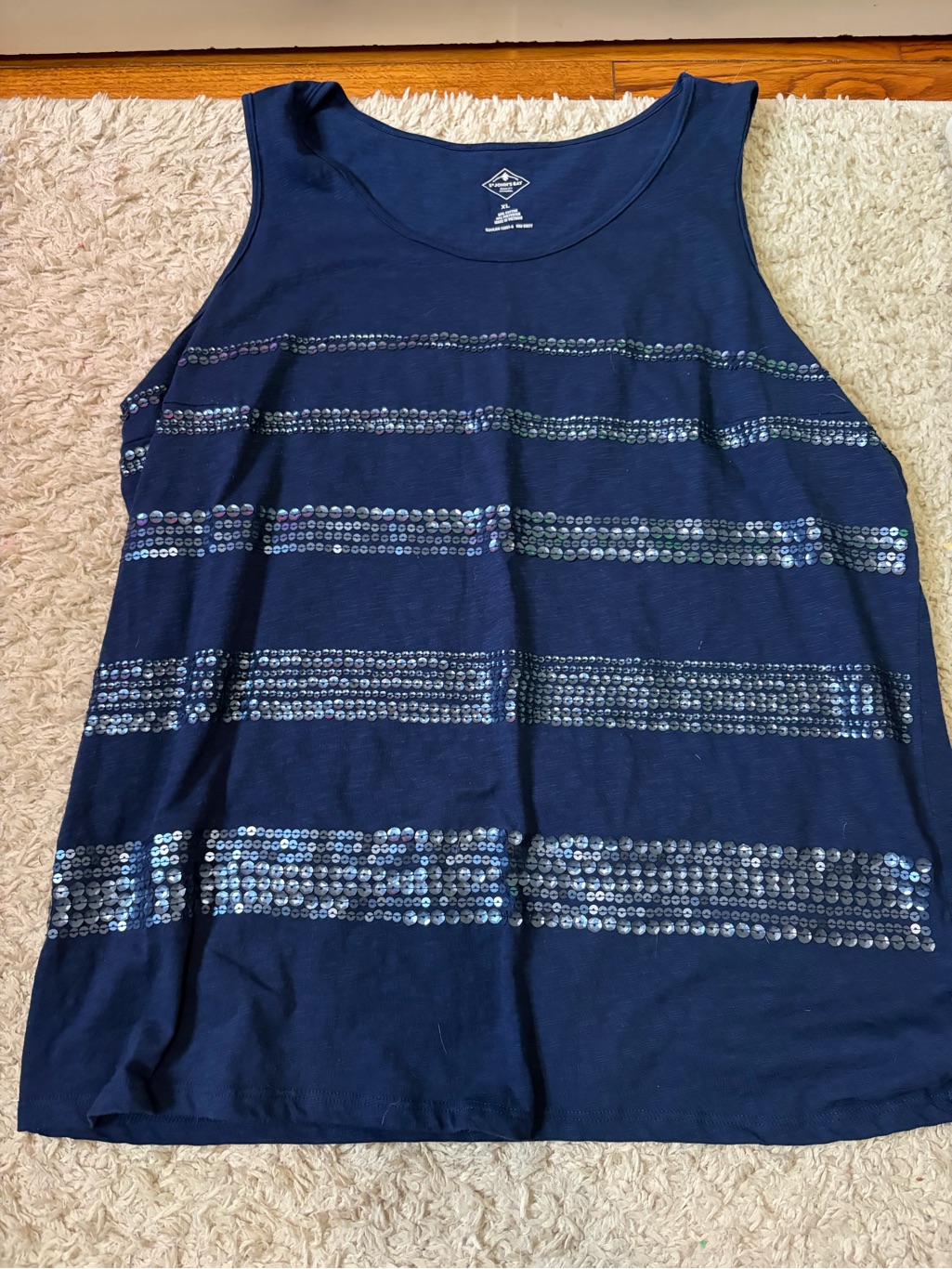 St. John's Bay Navy Sequin Stripe Tank